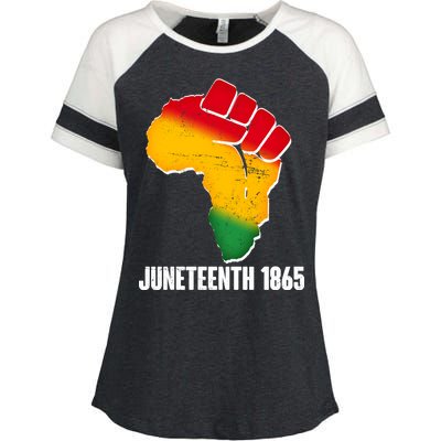 Juneteenth 1865 Africa Map Fist Enza Ladies Jersey Colorblock Tee