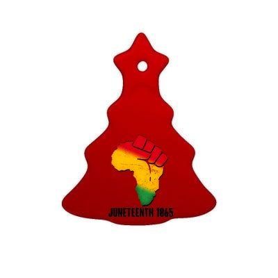 Juneteenth 1865 Africa Map Fist Ceramic Tree Ornament