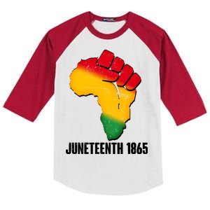 Juneteenth 1865 Africa Map Fist Kids Colorblock Raglan Jersey