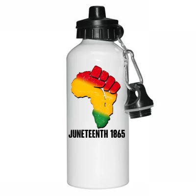 Juneteenth 1865 Africa Map Fist Aluminum Water Bottle