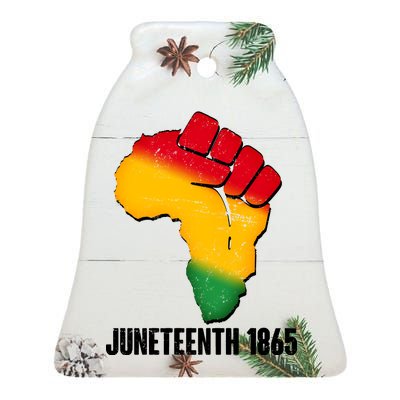 Juneteenth 1865 Africa Map Fist Ceramic Bell Ornament