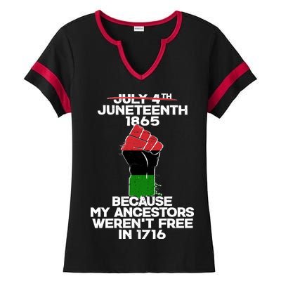 Juneteenth 1865 American African Freedom Day Ladies Halftime Notch Neck Tee