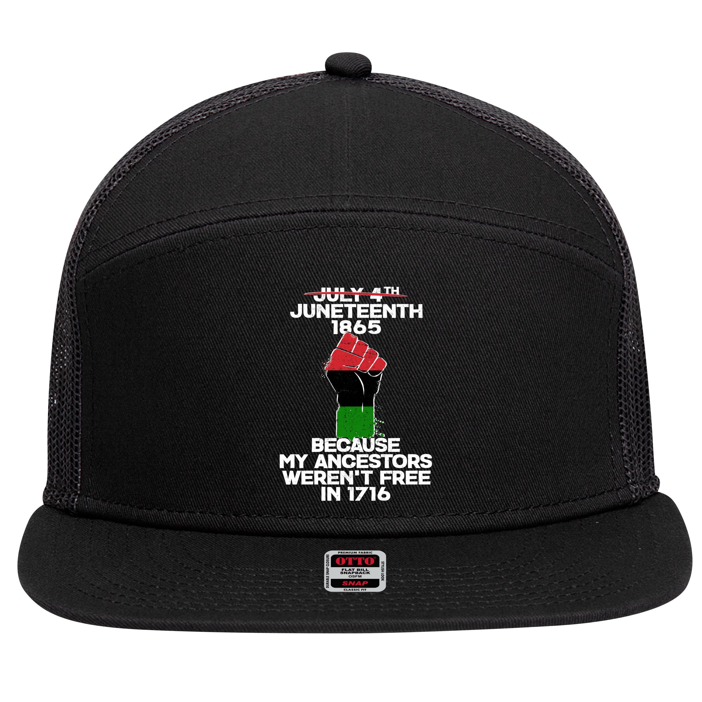 Juneteenth 1865 American African Freedom Day 7 Panel Mesh Trucker Snapback Hat