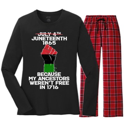 Juneteenth 1865 American African Freedom Day Women's Long Sleeve Flannel Pajama Set 