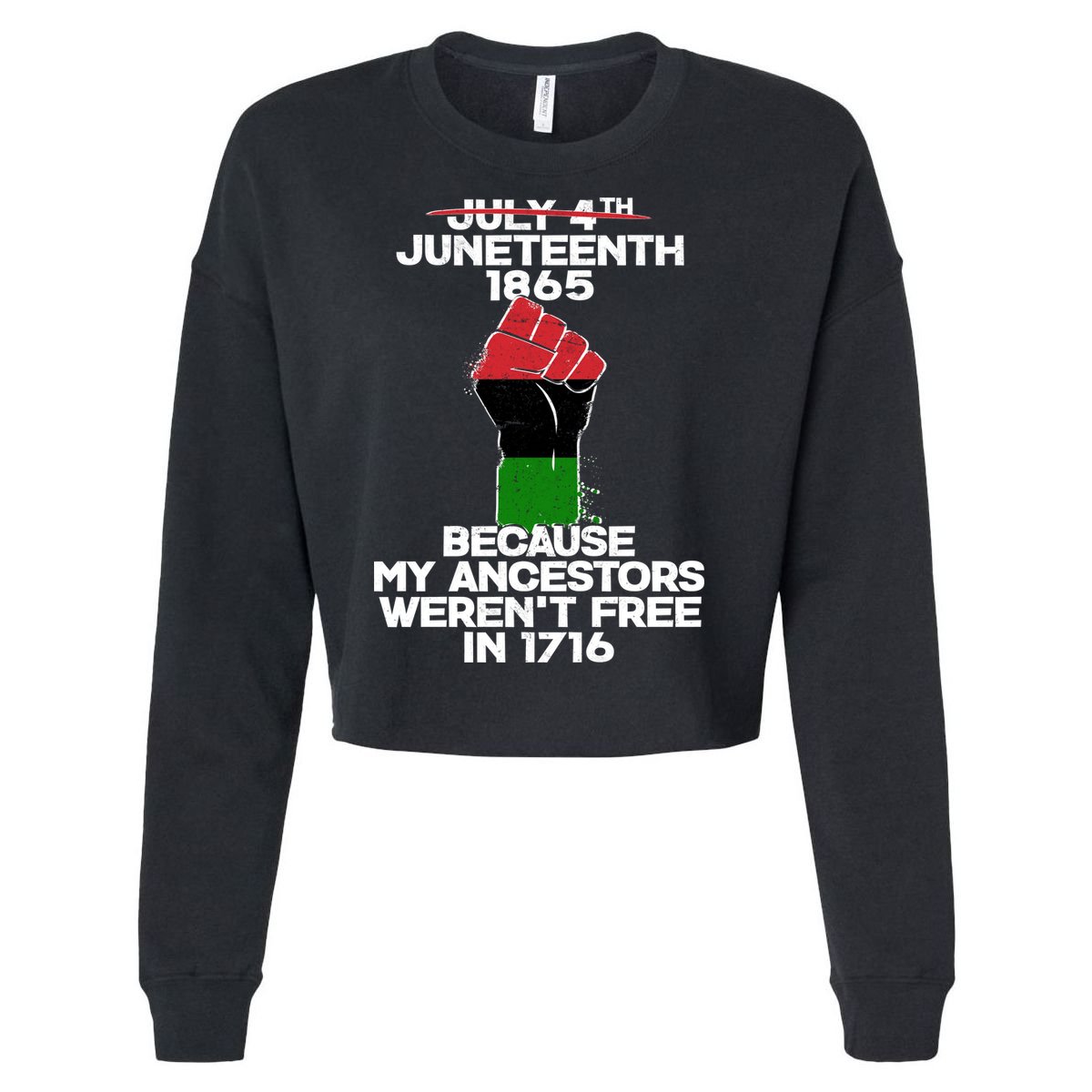 Juneteenth 1865 American African Freedom Day Cropped Pullover Crew