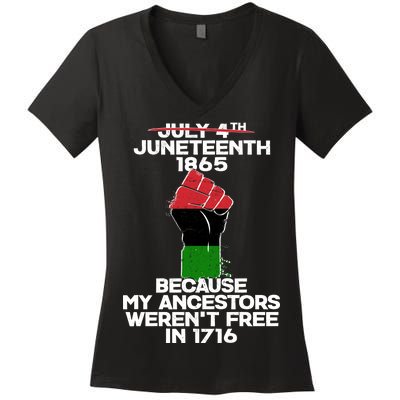 Juneteenth 1865 American African Freedom Day Women's V-Neck T-Shirt