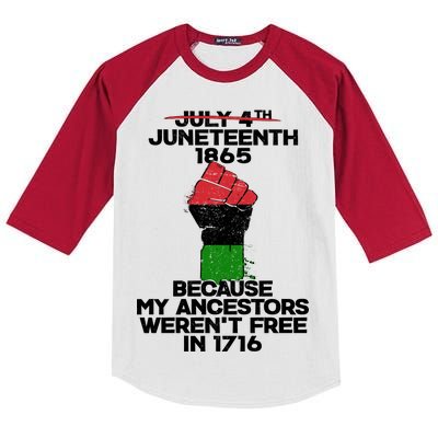 Juneteenth 1865 American African Freedom Day Kids Colorblock Raglan Jersey