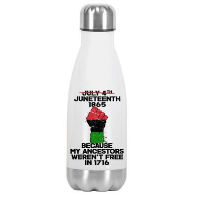 Juneteenth 1865 American African Freedom Day Stainless Steel Insulated Water Bottle