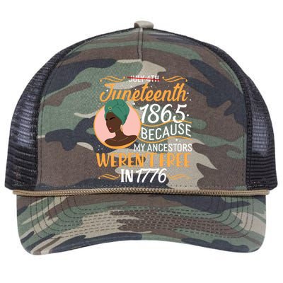 Juneteenth 1865 Because My Ancestors Weren't Free In 1776 Retro Rope Trucker Hat Cap