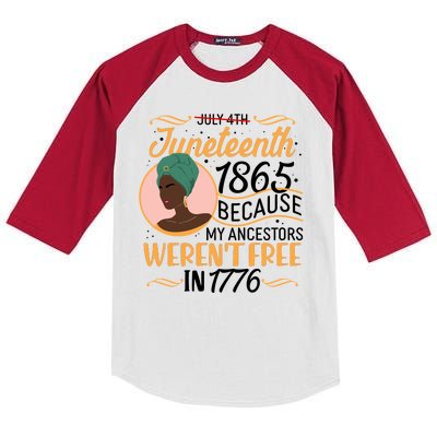 Juneteenth 1865 Because My Ancestors Weren't Free In 1776 Kids Colorblock Raglan Jersey