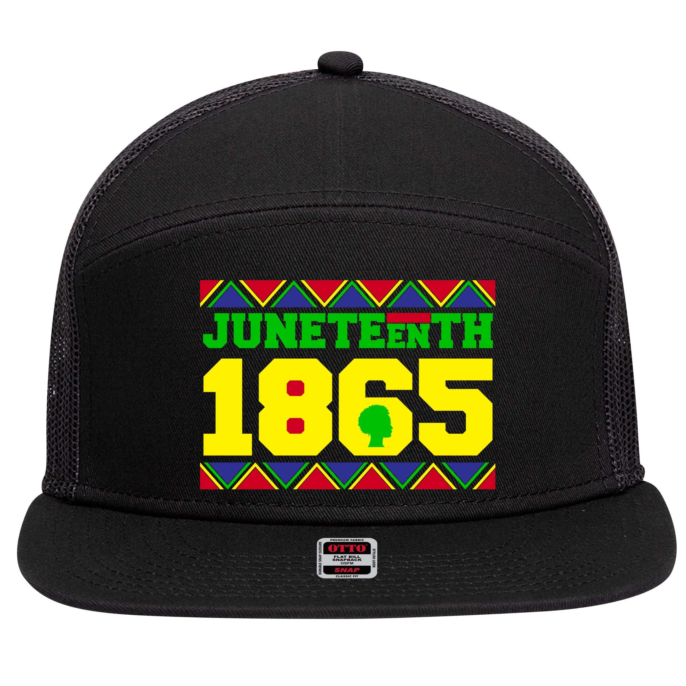 Juneteenth 1865 Independence Day 7 Panel Mesh Trucker Snapback Hat