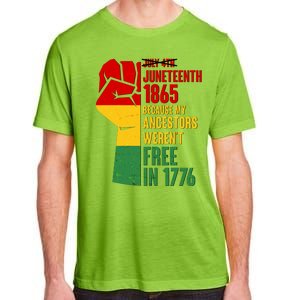 Juneteenth 1865 My Ancestors Weren't Free in 1776 Protest Fist Adult ChromaSoft Performance T-Shirt