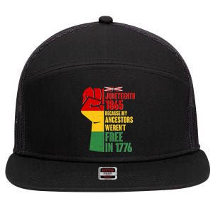 Juneteenth 1865 My Ancestors Weren't Free in 1776 Protest Fist 7 Panel Mesh Trucker Snapback Hat