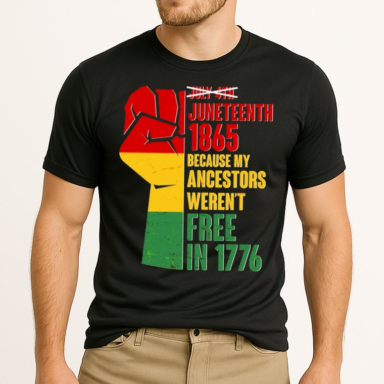 Juneteenth 1865 My Ancestors Weren't Free in 1776 Protest Fist Performance Shirt