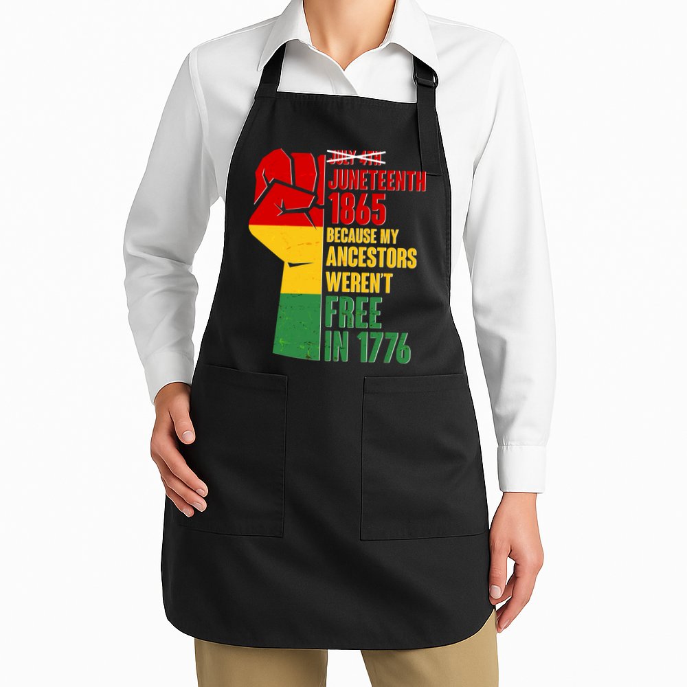 Juneteenth 1865 My Ancestors Weren't Free in 1776 Protest Fist Apron