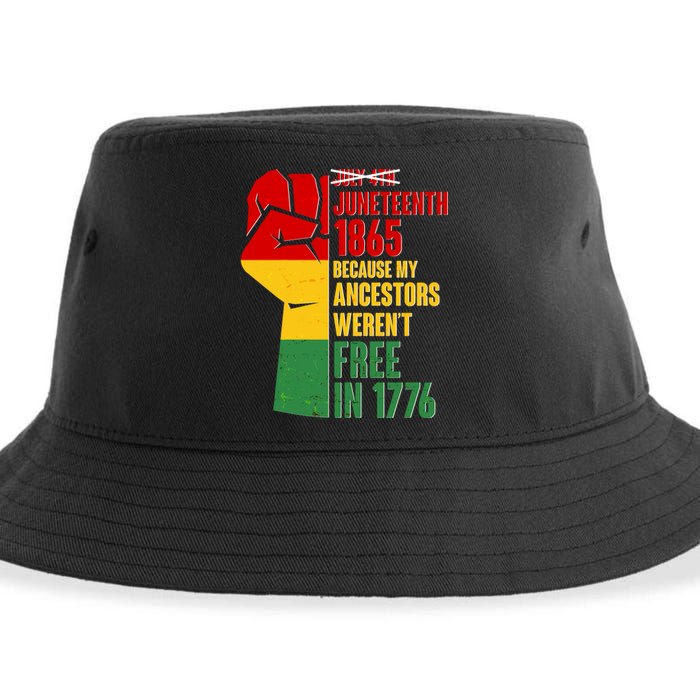 Juneteenth 1865 My Ancestors Weren't Free in 1776 Protest Fist Sustainable Bucket Hat