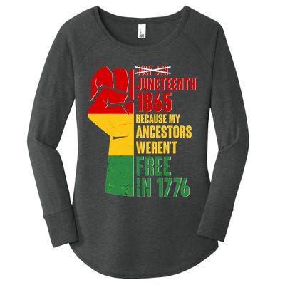 Juneteenth 1865 My Ancestors Weren't Free in 1776 Protest Fist Women's Perfect Tri Tunic Long Sleeve Shirt