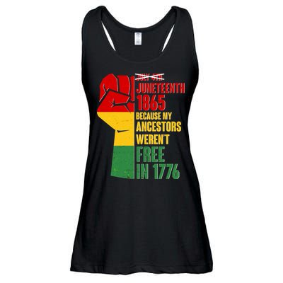 Juneteenth 1865 My Ancestors Weren't Free in 1776 Protest Fist Ladies Essential Flowy Tank