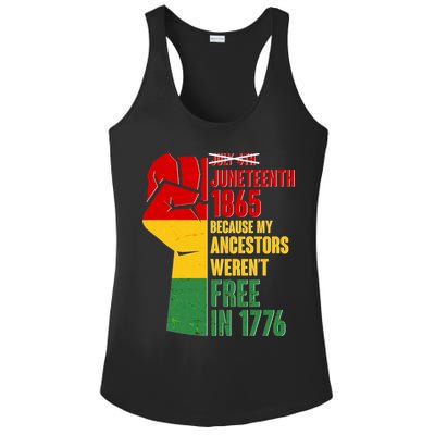 Juneteenth 1865 My Ancestors Weren't Free in 1776 Protest Fist Ladies PosiCharge Competitor Racerback Tank