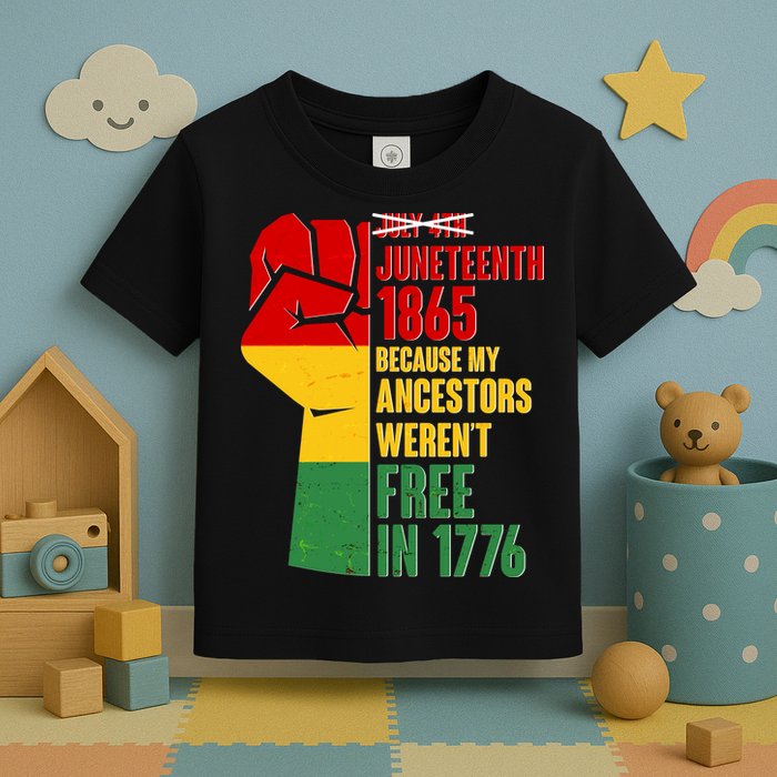 Juneteenth 1865 My Ancestors Weren't Free in 1776 Protest Fist Toddler T-Shirt