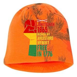 Juneteenth 1865 My Ancestors Weren't Free in 1776 Protest Fist Kati - Camo Knit Beanie