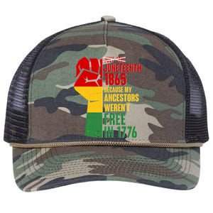 Juneteenth 1865 My Ancestors Weren't Free in 1776 Protest Fist Retro Rope Trucker Hat Cap