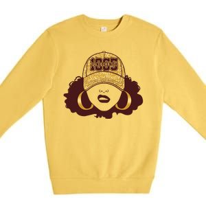 Juneteenth 1865 Stylish Black Woman Afro Baseball Cap Premium Crewneck Sweatshirt