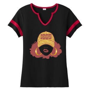 Juneteenth 1865 Stylish Black Woman Afro Baseball Cap Ladies Halftime Notch Neck Tee