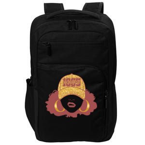 Juneteenth 1865 Stylish Black Woman Afro Baseball Cap Impact Tech Backpack