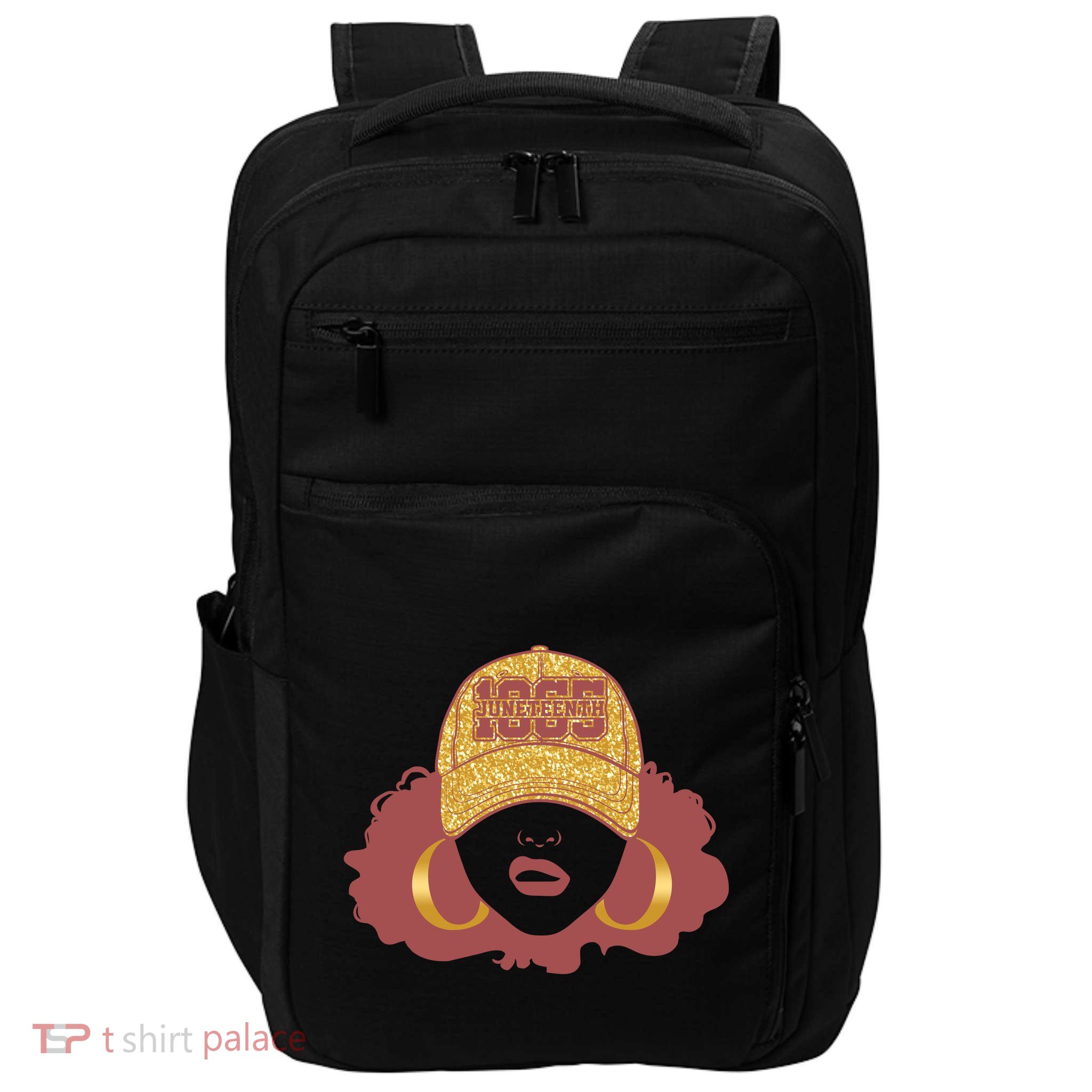 Juneteenth 1865 Stylish Black Woman Afro Baseball Cap Impact Tech Backpack