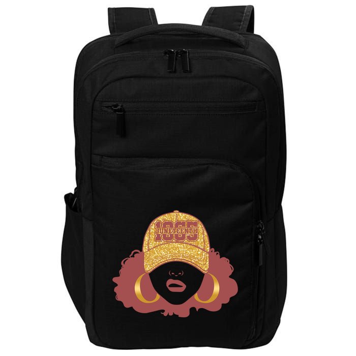 Juneteenth 1865 Stylish Black Woman Afro Baseball Cap Impact Tech Backpack