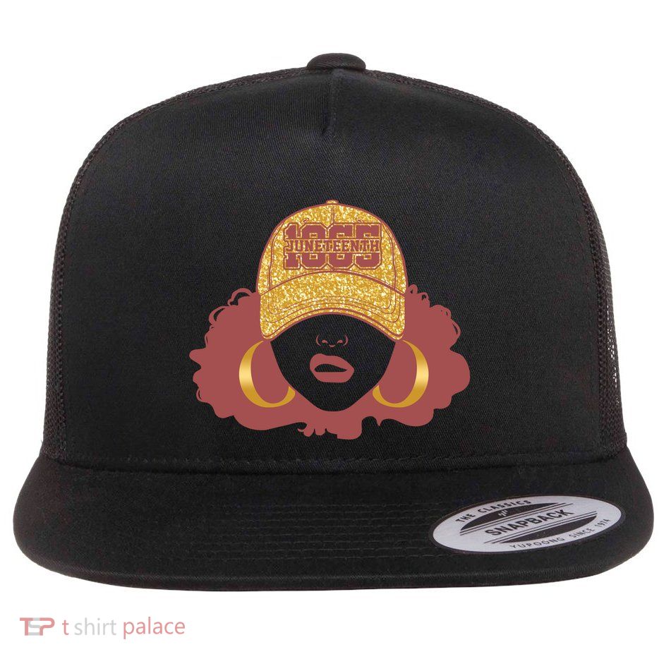 Juneteenth 1865 Stylish Black Woman Afro Baseball Cap Flat Bill Trucker Hat