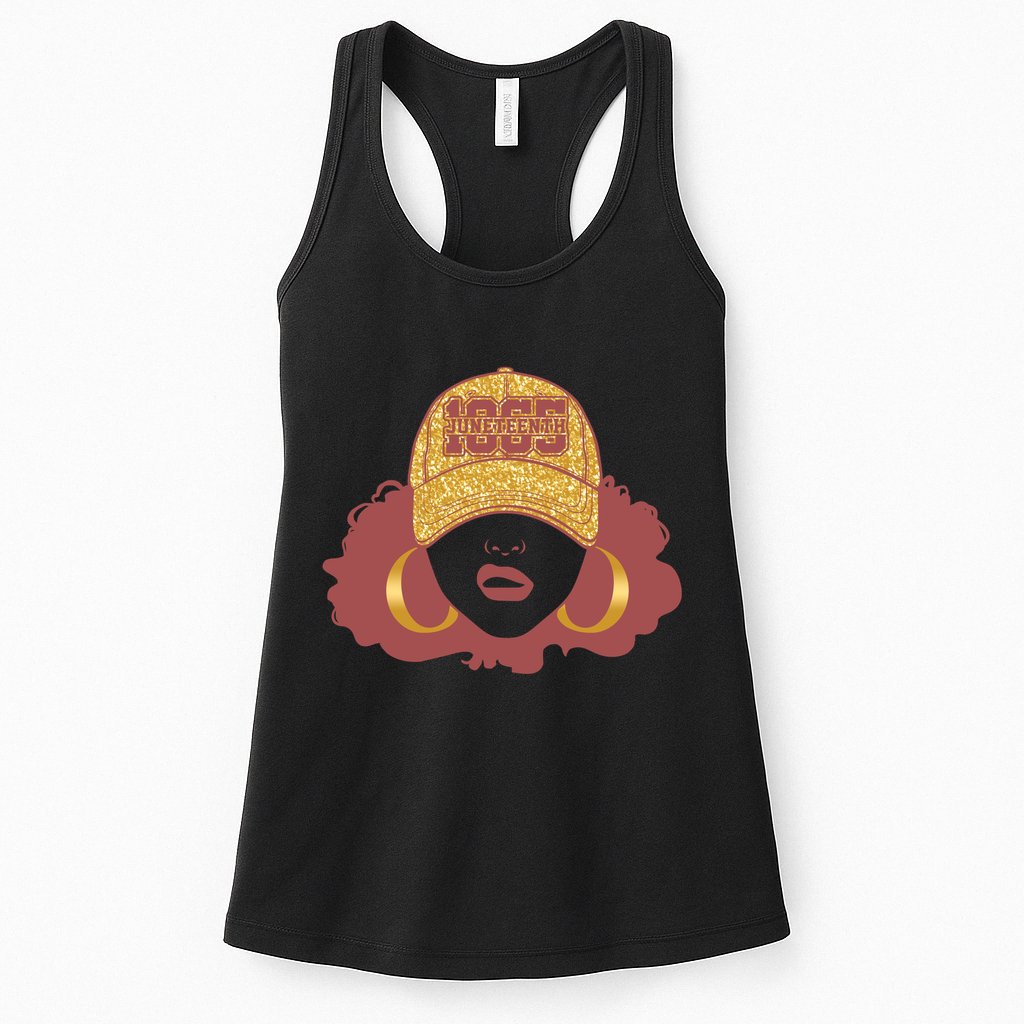 Juneteenth 1865 Stylish Black Woman Afro Baseball Cap Womens Tank Top