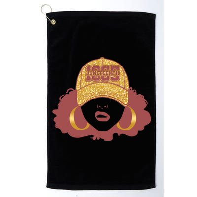 Juneteenth 1865 Stylish Black Woman Afro Baseball Cap Platinum Collection Golf Towel