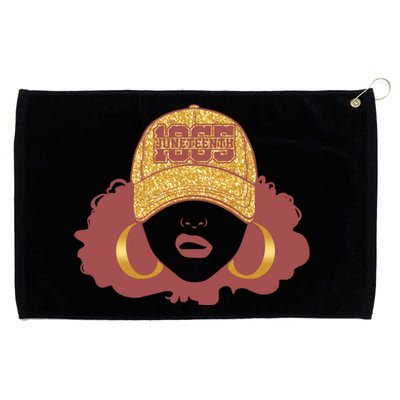 Juneteenth 1865 Stylish Black Woman Afro Baseball Cap Grommeted Golf Towel