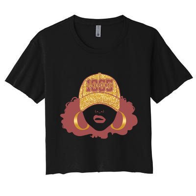 Juneteenth 1865 Stylish Black Woman Afro Baseball Cap Crop Top