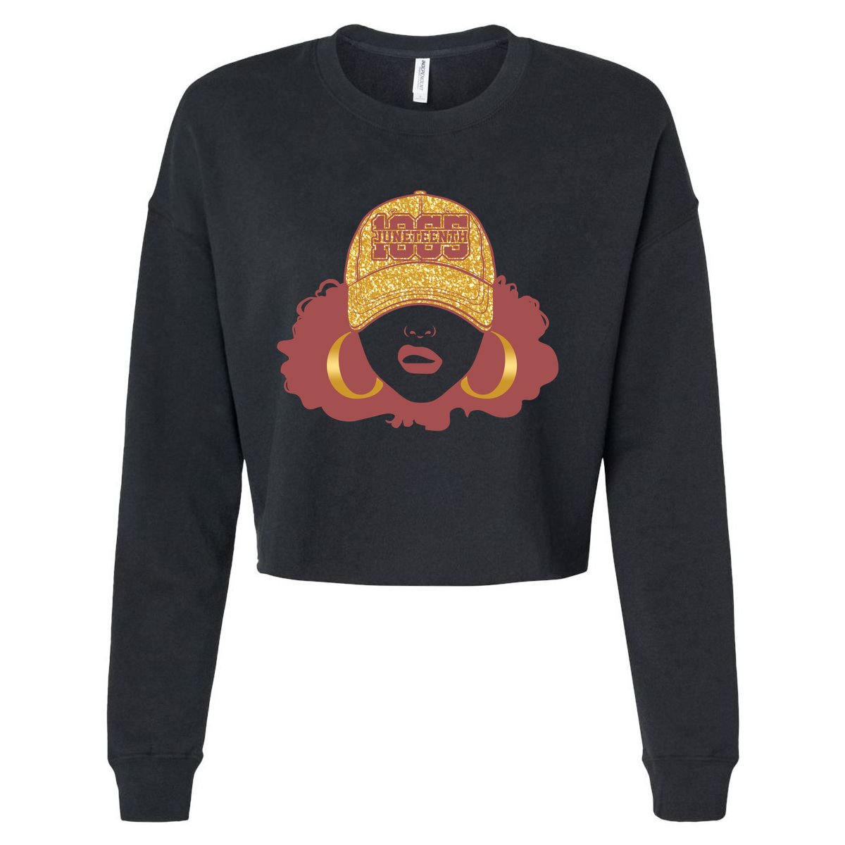 Juneteenth 1865 Stylish Black Woman Afro Baseball Cap Cropped Pullover Crew