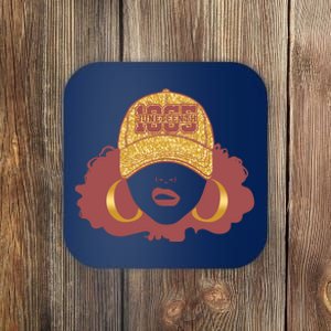 Juneteenth 1865 Stylish Black Woman Afro Baseball Cap Coaster