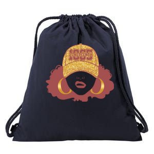 Juneteenth 1865 Stylish Black Woman Afro Baseball Cap Drawstring Bag