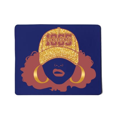 Juneteenth 1865 Stylish Black Woman Afro Baseball Cap Mousepad