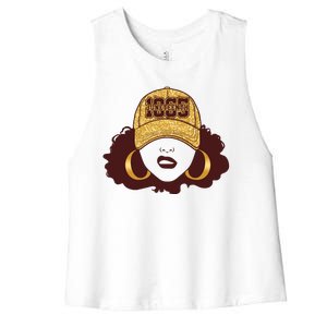 Juneteenth 1865 Stylish Black Woman Afro Baseball Cap Women's Racerback Cropped Tank