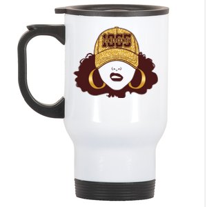 Juneteenth 1865 Stylish Black Woman Afro Baseball Cap Stainless Steel Travel Mug