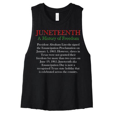 Juneteenth A History of Freedom Women's Racerback Cropped Tank