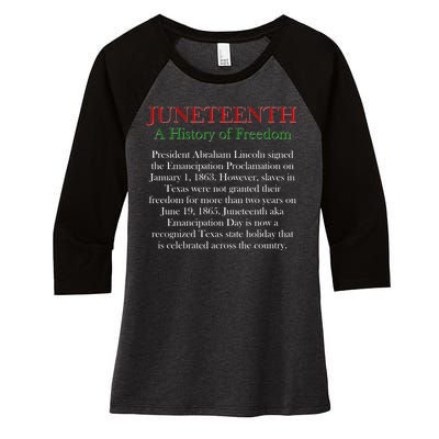 Juneteenth A History of Freedom Women's Tri-Blend 3/4-Sleeve Raglan Shirt