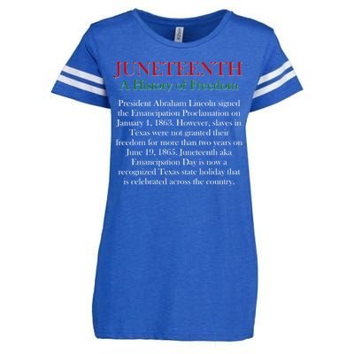 Juneteenth A History of Freedom Enza Ladies Jersey Football T-Shirt