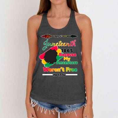 Juneteenth Because My Ancestor Weren't Free 1776 Women's Knotted Racerback Tank