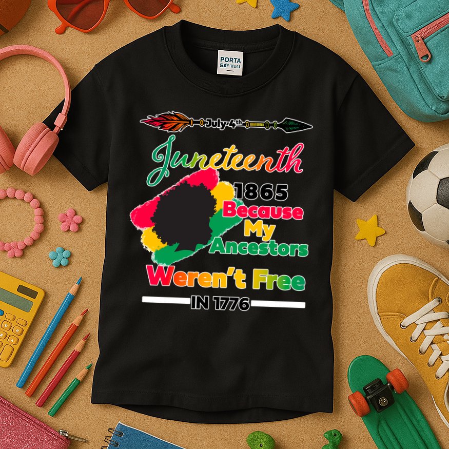 Juneteenth Because My Ancestor Weren't Free 1776 Kids T-Shirt