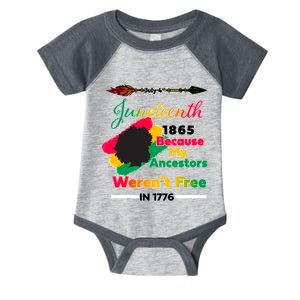 Juneteenth Because My Ancestor Weren't Free 1776 Infant Baby Jersey Bodysuit