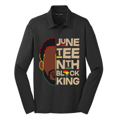 Juneteenth Black King June 19 1865 Silk Touch Performance Long Sleeve Polo