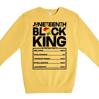 Juneteenth Black King Nutrition Facts Premium Crewneck Sweatshirt